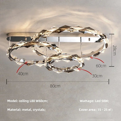 DecorBites™ Crystal Chandelier Pendant Light - Dimmable Modern Luxury LED Chrome Luminaria