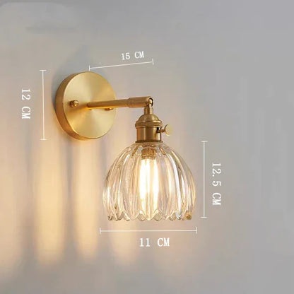 DecorBites™ Clear Glass LED Wall Light Copper Pull Chain Switch Modern Wandlamp