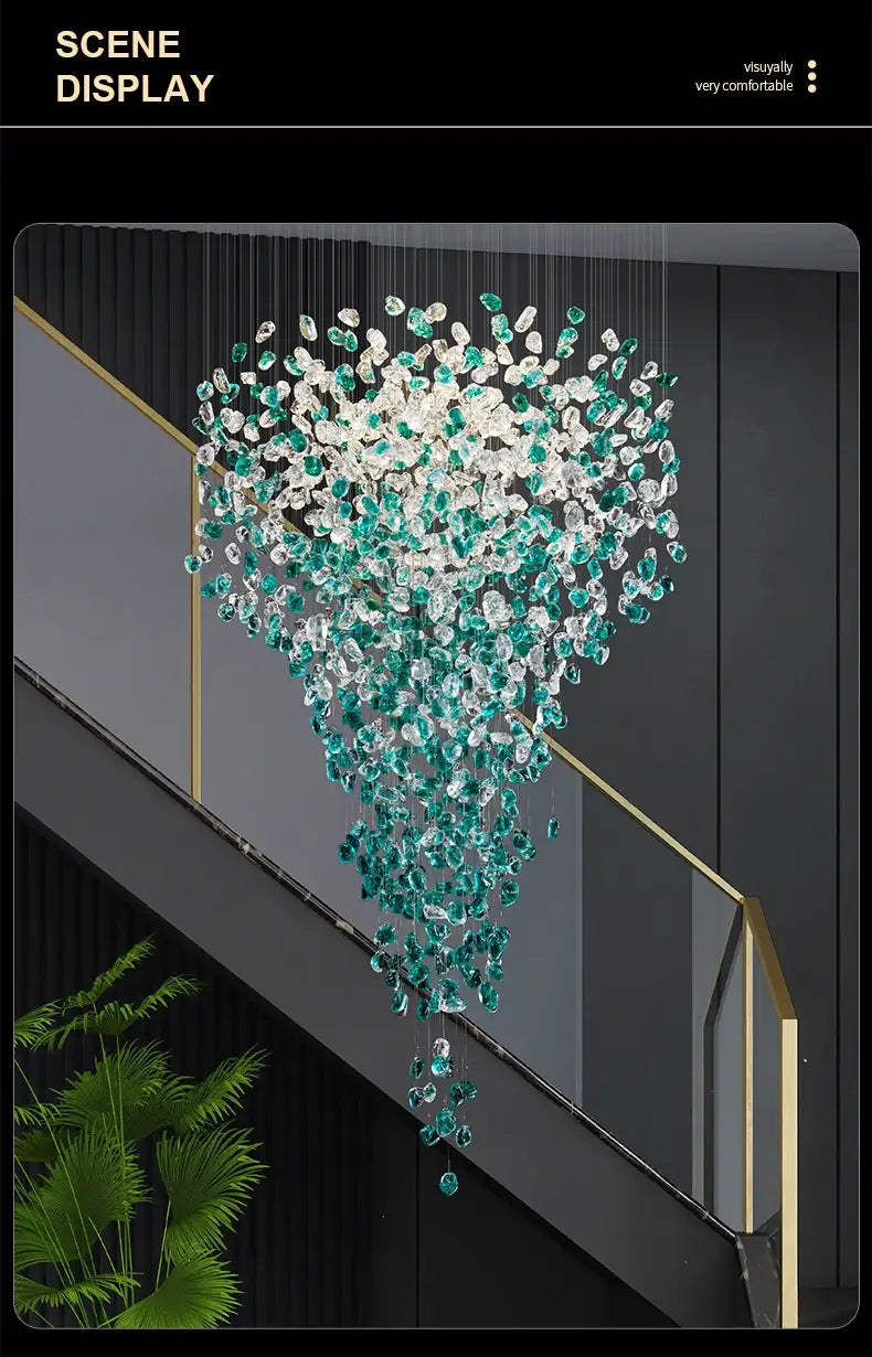 DecorBites™ Green Crystal Stone Chandelier for Modern Spaces