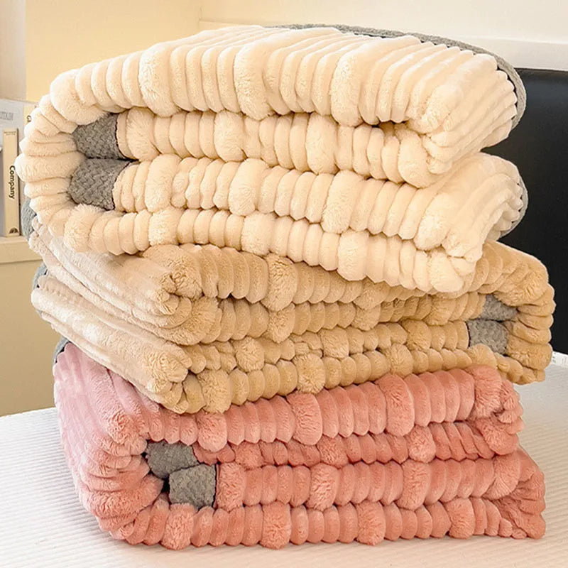 Manta de peluche DecorBites™ Cozy Faux Rabbit, estilo nórdico, gruesa y cálida, chal para siesta supersuave