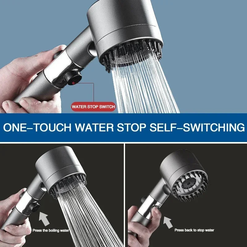 DecorBites™ High Pressure Black Shower Head Rainfall with 3 Modes & Filter Holder