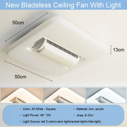 DecorBites™ Bladeless Ceiling Fan Light with LED, 3 Color, 6 Speeds Silent Operation