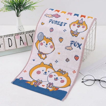 DecorBites™ Kids Cartoon Face Towels - Set of 3 | Cats Print | 100% Cotton | 25*50cm