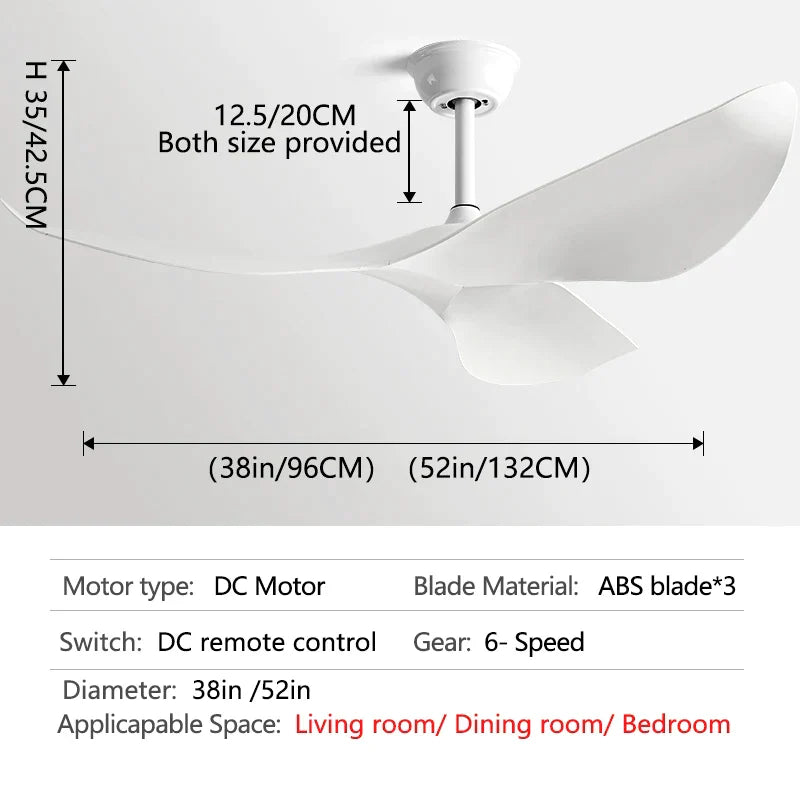 مروحة سقف DecorBites™ مقاس 52 بوصة مع جهاز تحكم عن بعد لغرفة المعيشة والمطعم والمكتب والمساحات الحديثة.
