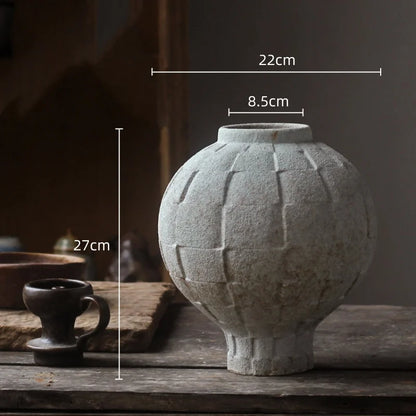 DecorBites™ Green Ceramic Spherical Vase Geometric Lattice Design Home Decor Accessory