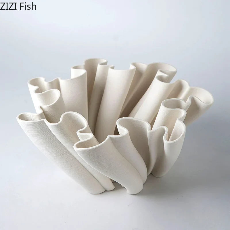 DecorBites™ Bud Shape Ceramic Vase Floral Arrangement Desk Decor Modern Artificial Flowers