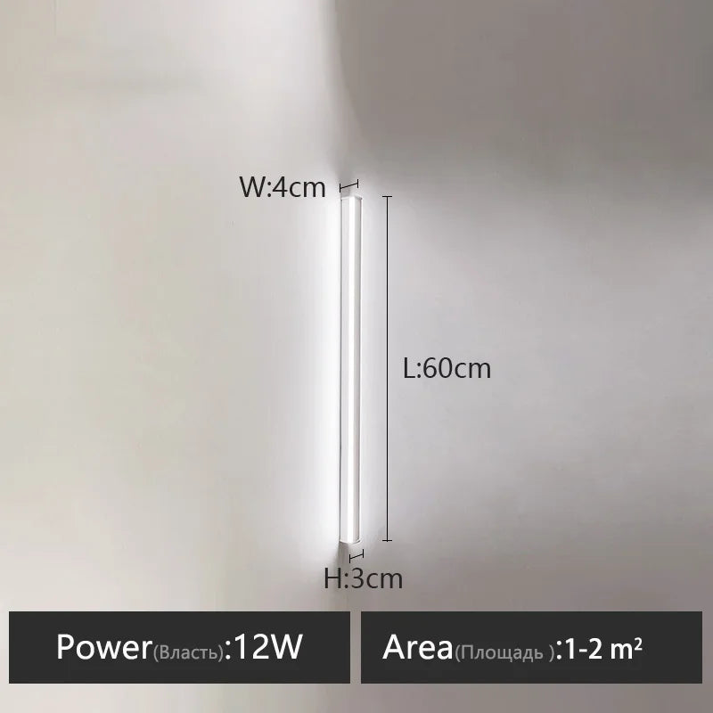 مصباح حائط لغرفة النوم من DecorBites™: شريط إضاءة نورديك، تصميم بسيط، خلفية سوداء، وحدات إنارة زخرفية