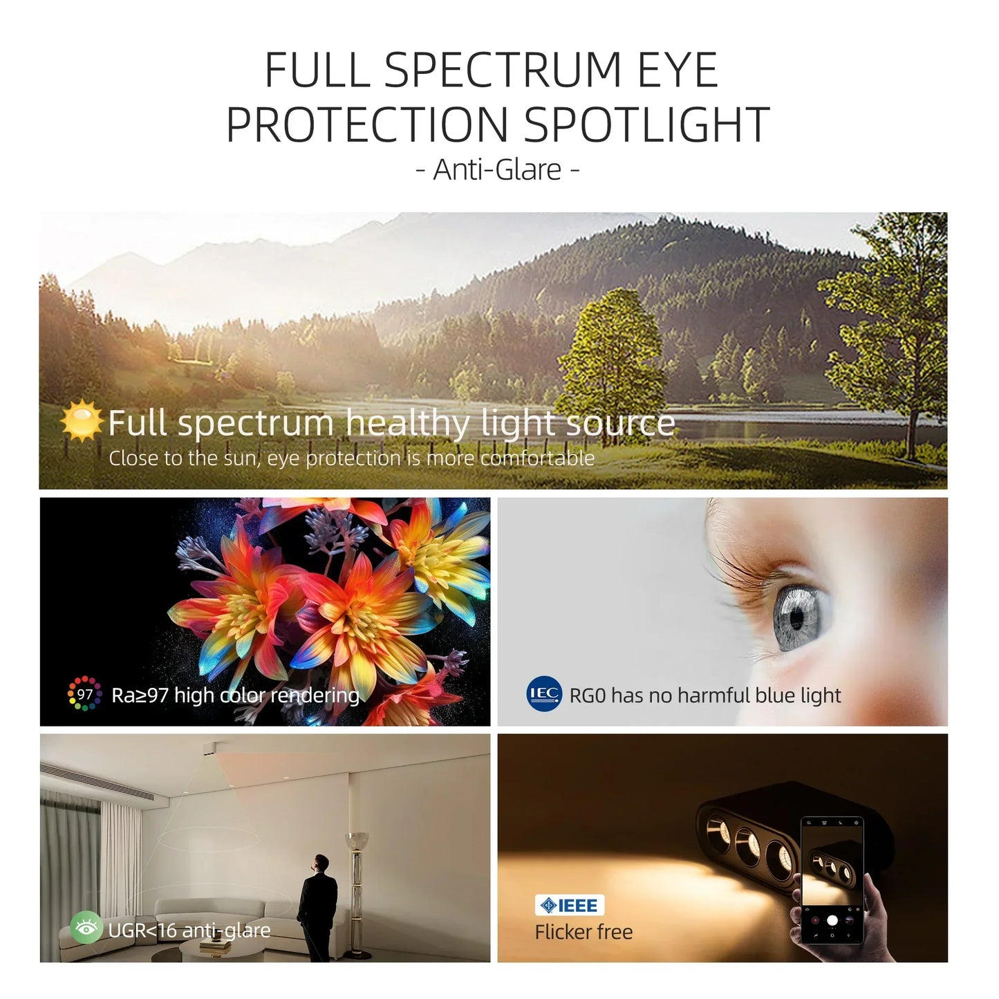 DecorBites™ كشاف سقف COB Chip بقوة 12 وات مع زاوية قابلة للتعديل للتركيب المغناطيسي