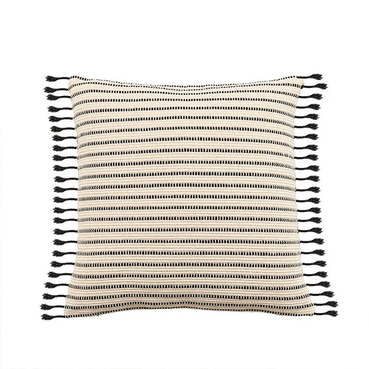 DecorBites™ Boho Jacquard Flower Throw Pillow Case with Tassels - Home Sofa Decor