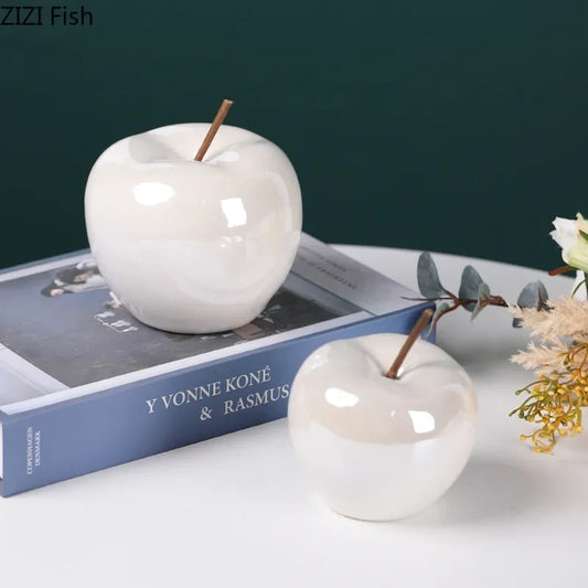 DecorBites™ Glowing Ceramic Apple Statue for Desk Ornaments and Room Decor