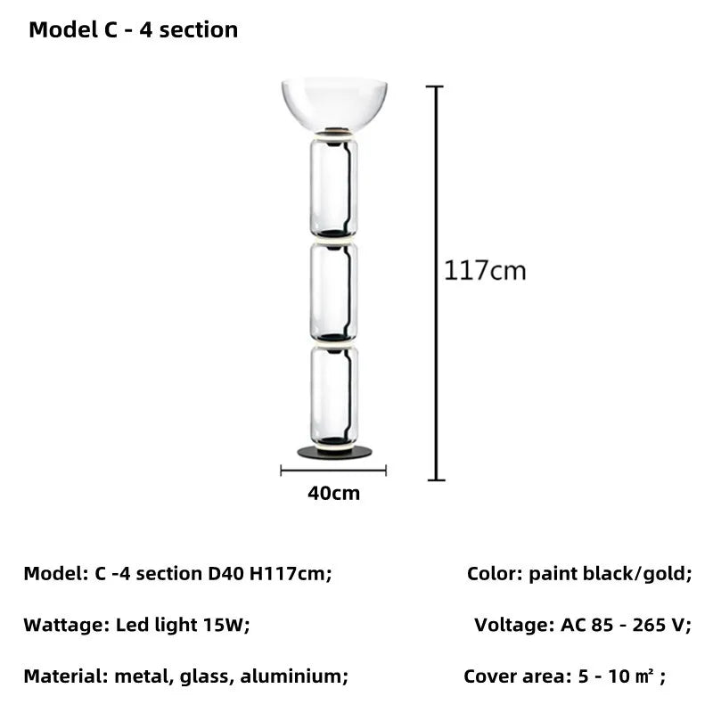 Lámpara de Pie LED con Pantalla de Vidrio Decorbites™ - Diseño Moderno Nórdico Minimalista para la Decoración del Hogar