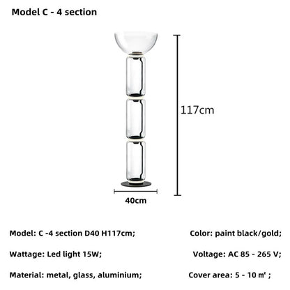 Lámpara de Pie LED con Pantalla de Vidrio Decorbites™ - Diseño Moderno Nórdico Minimalista para la Decoración del Hogar
