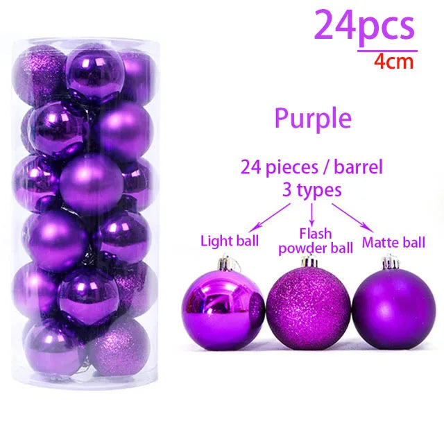 24/36pcs Christmas Balls Decoration Christmas Pine Tree Ornament Red Navy Blue Ball Ornament Xmas Hanging Tree Pendants Navidad