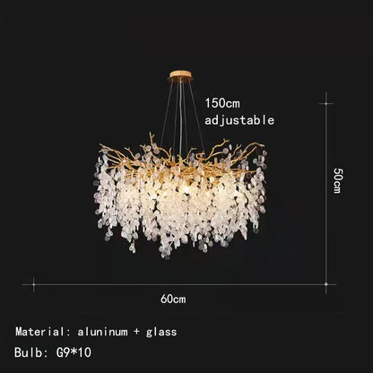 DecorBites™ Gold Aluminium Crystal Chandelier for Elegant Dining Room Lighting