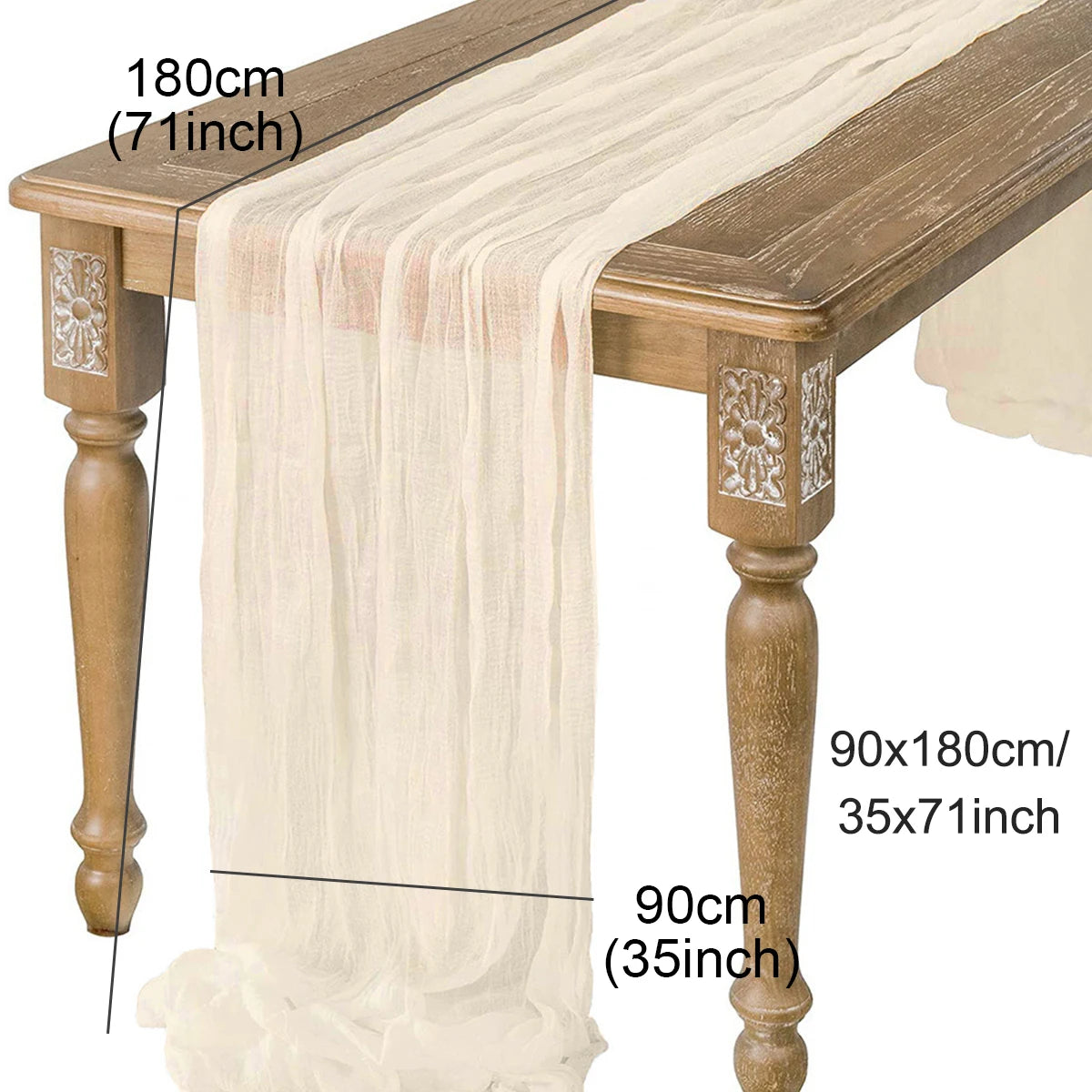 Sage Semi-Sheer Gauze Table Runner