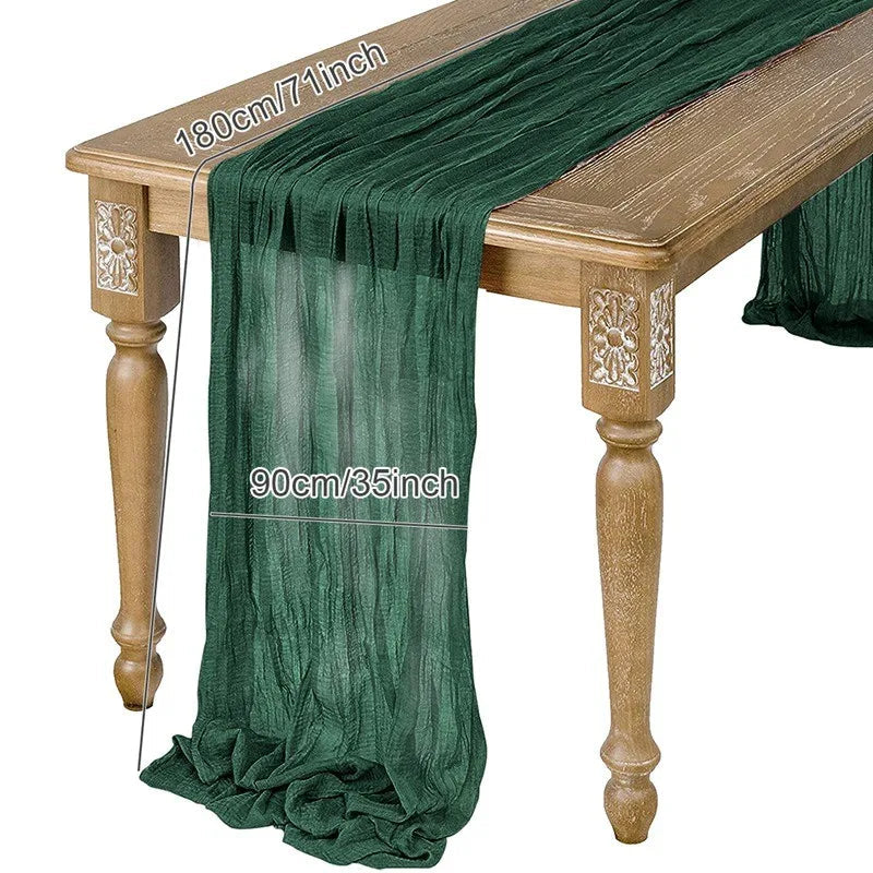 Sage Semi-Sheer Gauze Table Runner