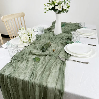 Sage Semi-Sheer Gauze Table Runner