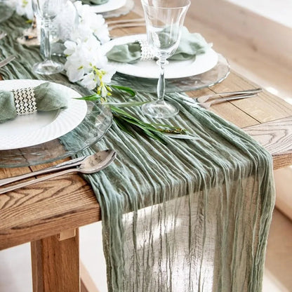 Sage Semi-Sheer Gauze Table Runner