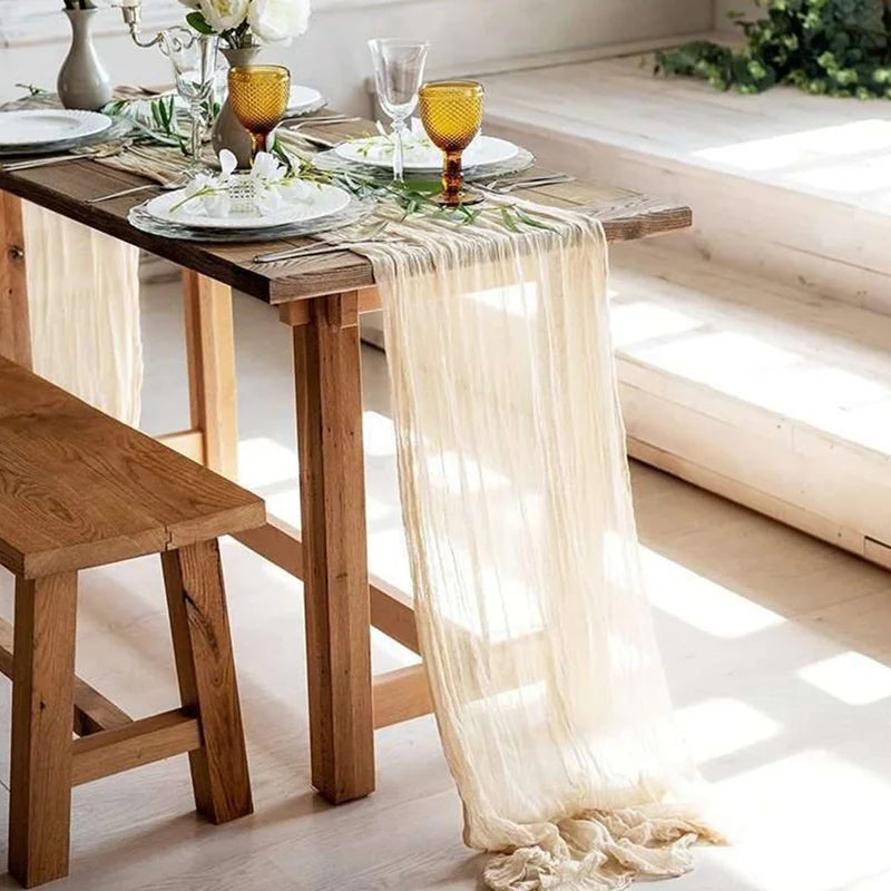 Sage Semi-Sheer Gauze Table Runner