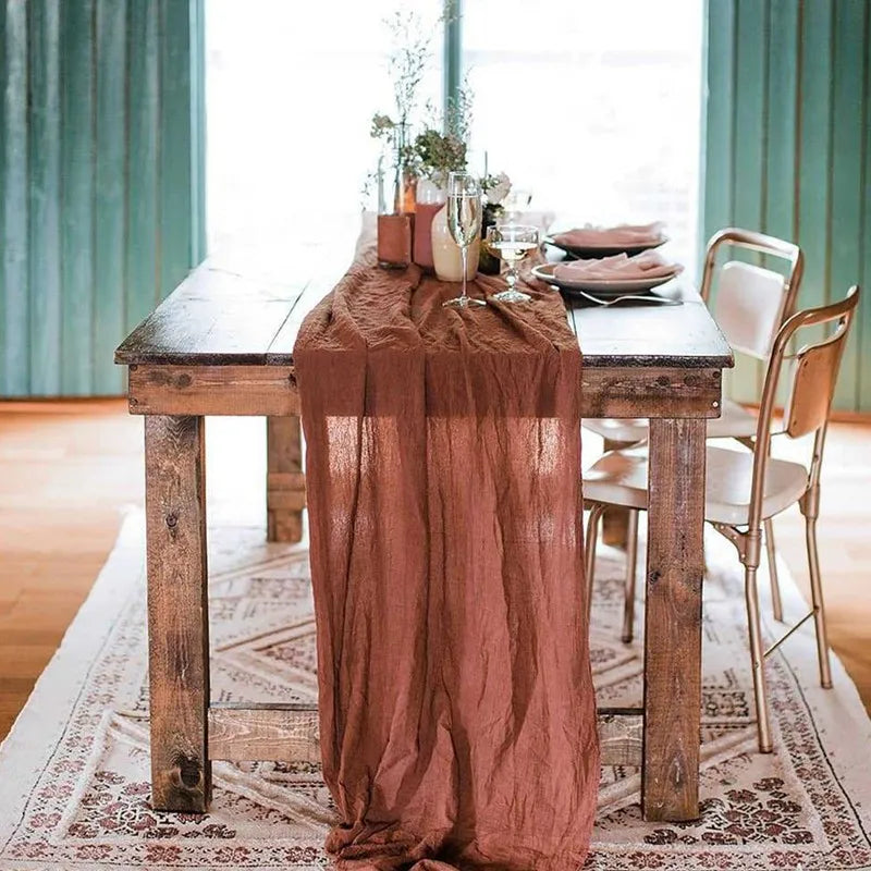 Sage Semi-Sheer Gauze Table Runner