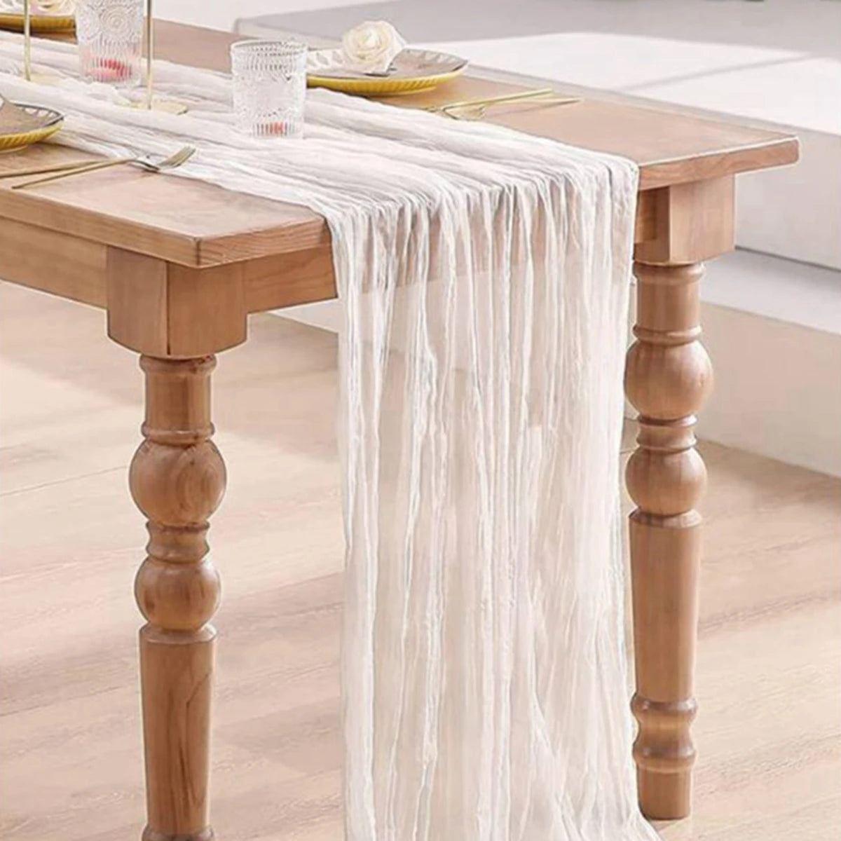 Sage Semi-Sheer Gauze Table Runner