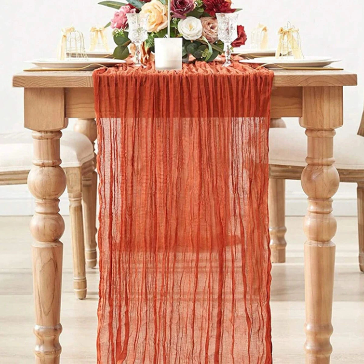 Sage Semi-Sheer Gauze Table Runner