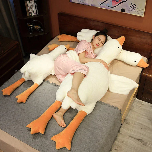 Decobites White Goose Body Pillow: Soft & Comfortable Plush Gift for Girlfriend, Schoolmate, or Children