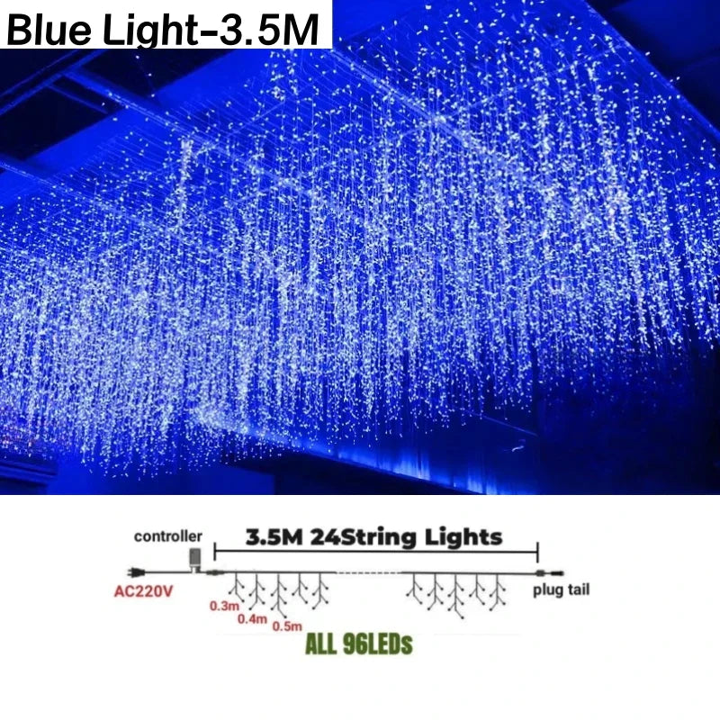 DecorBites™ Icicle LED String Lights: Festive Outdoor Christmas Decoration for Party, Patio, Garden