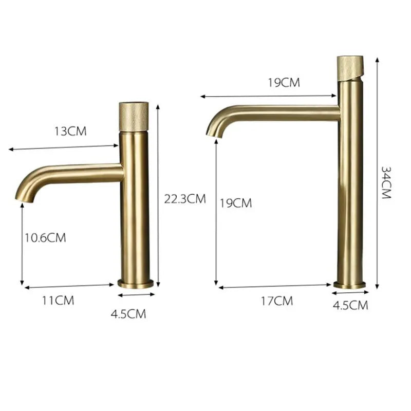 DecorBites™ Brushed Gold Basin Faucet - Single Handle, Deck Mounted Cold & Hot Water Mixer