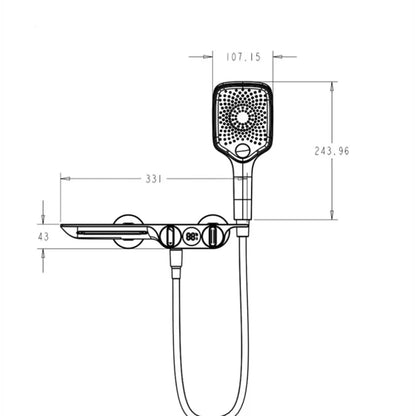 DecorBites™ Digital Display Black Waterfall Shower Mixer Wall Mount Brass Bathroom Taps