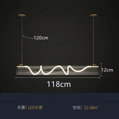 Black Tube Pendant Light 148cm Restaurant Style