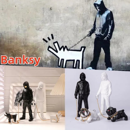 DecorBites™ Dog Sculpture Banksy Statue Modern Pop Art Decor Living Room Office Shelf