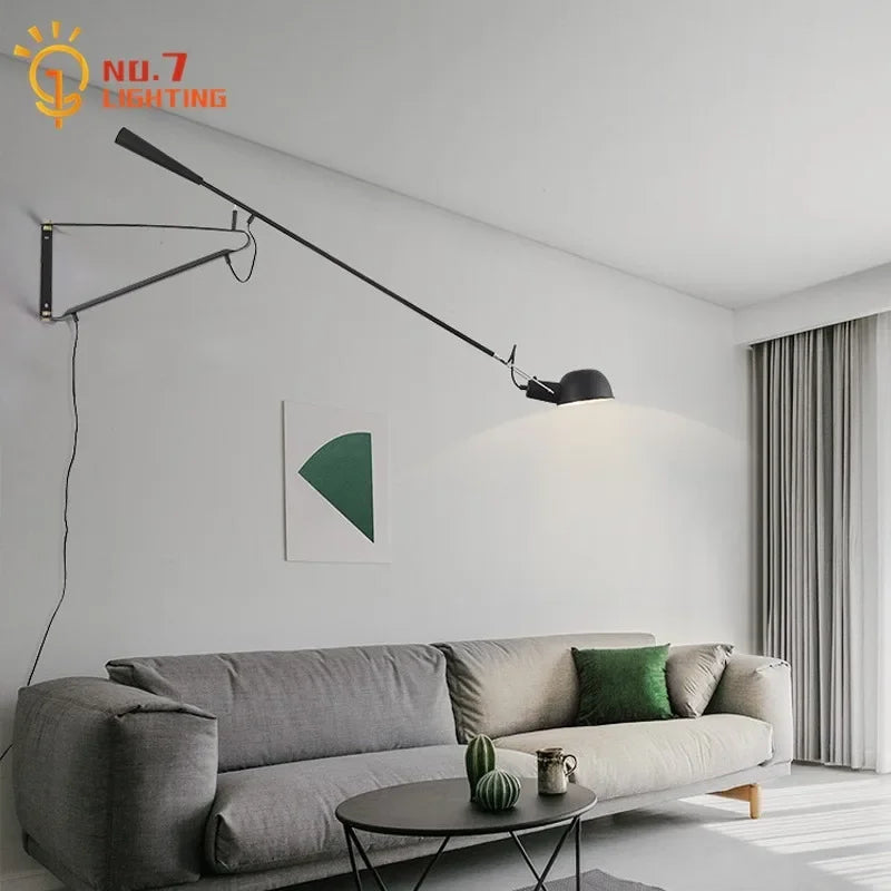 DecorBites™ Adjustable LED Wall Lamp Swing Arm Modern Light Fixture Black/White for Living Room