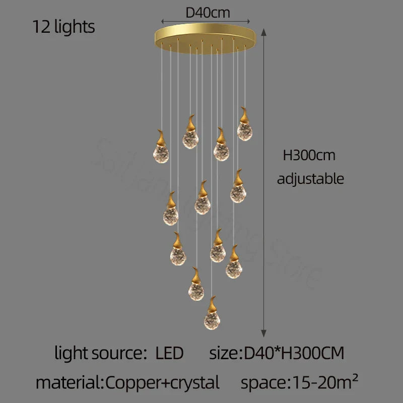 DecorBites™ Gourd Shaped Crystal Chandelier for Living Room & Restaurant