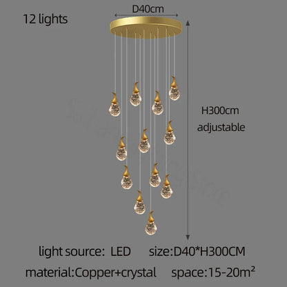 DecorBites™ Gourd Shaped Crystal Chandelier for Living Room & Restaurant