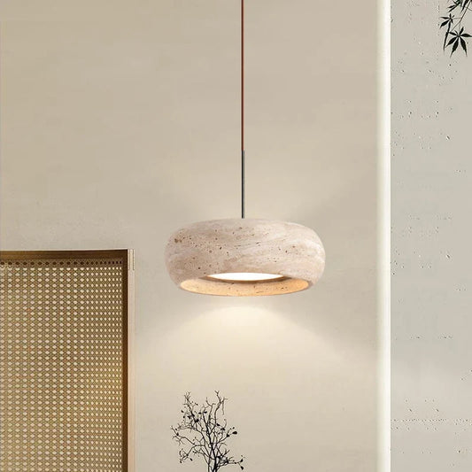 Japanese Wabi-Sabi Yellow Stone Pendant Light