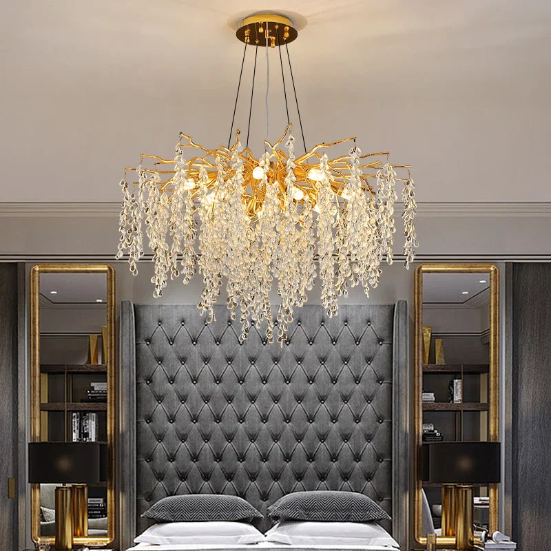 Lámpara de Araña de Uvas de Cristal Oro Decorbites™ para Comedor Sala de Estar Dormitorio