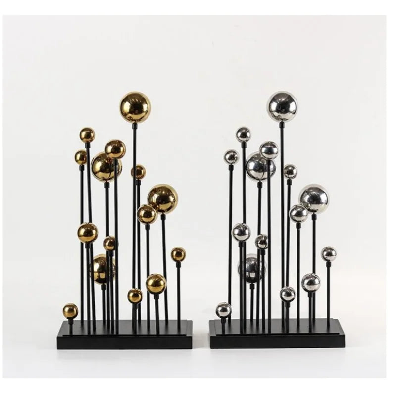 Adornos geométricos de bolas doradas DecorBites™ - Decoraciones abstractas de metal