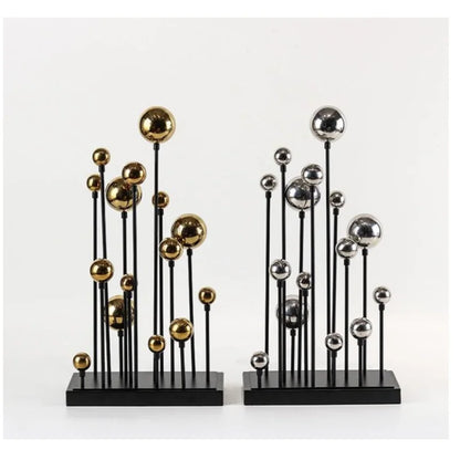 Adornos geométricos de bolas doradas DecorBites™ - Decoraciones abstractas de metal