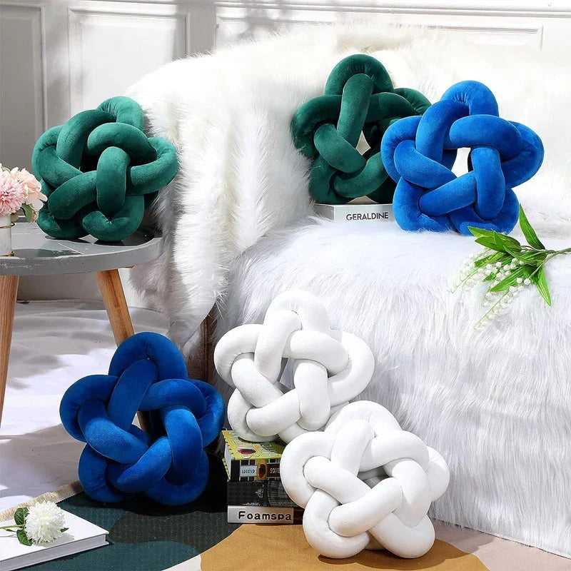 DecorBites™ Knot Blue Star Ball Pillow Set | Handmade Soft Cushions for Home Office