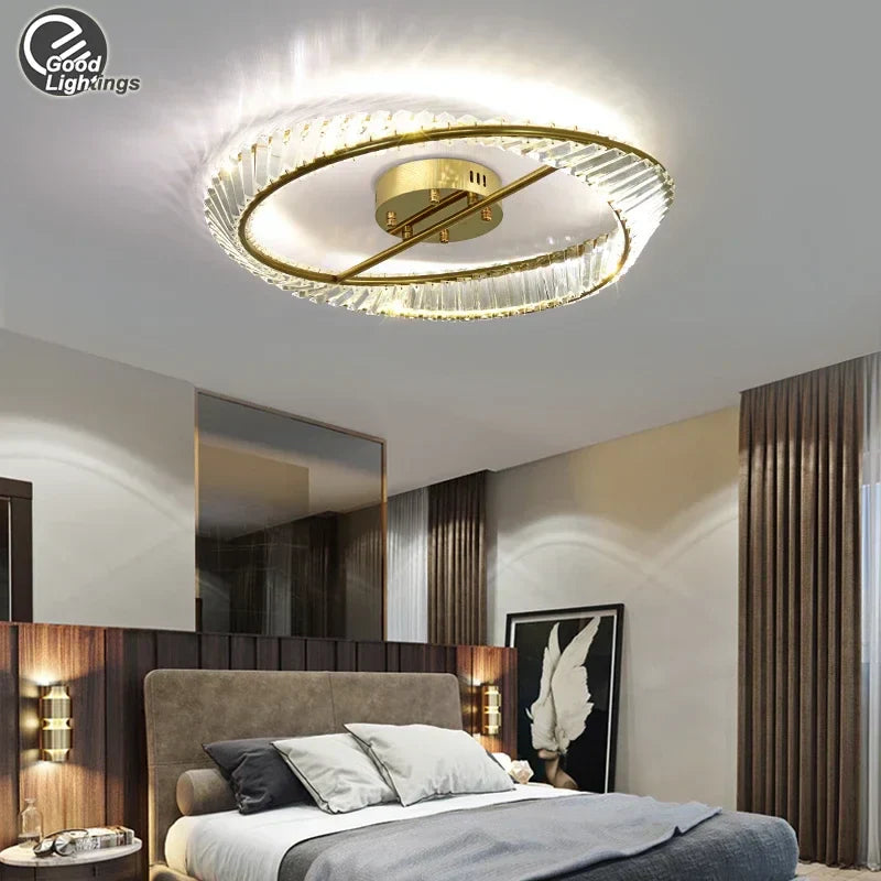 Lámpara de techo LED DecorBites™ con anillo dorado y cristales para dormitorio, sala de estar y pasillo