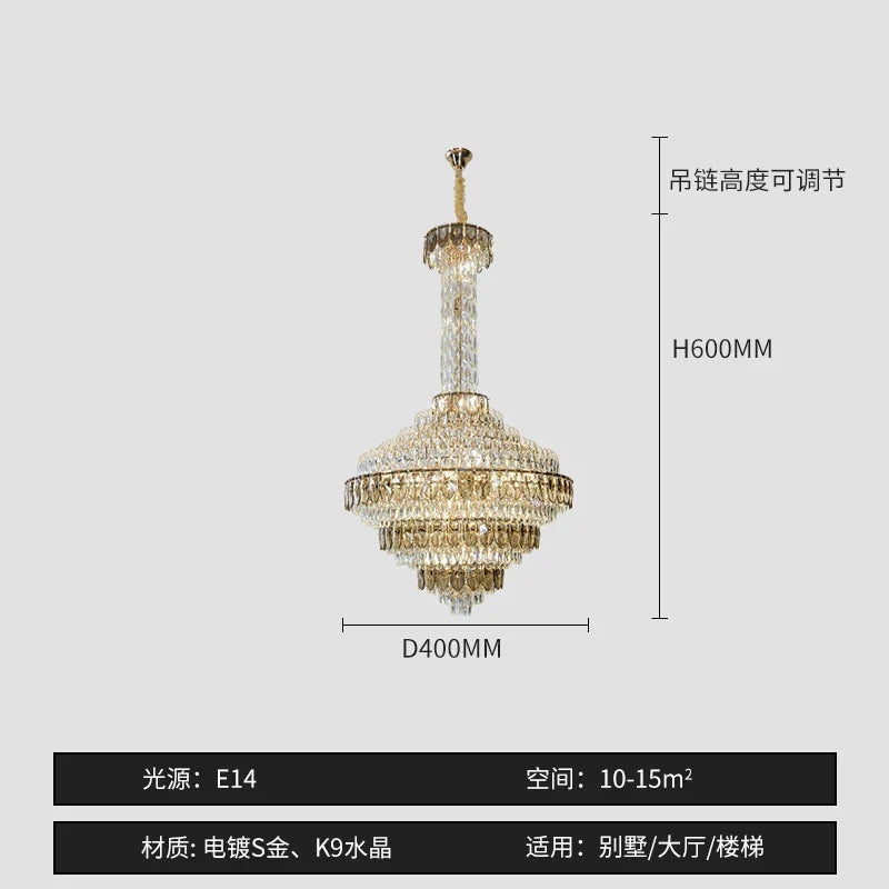 DecorBites™ Crystal Chandelier for High-End Designer Duplex Living Room