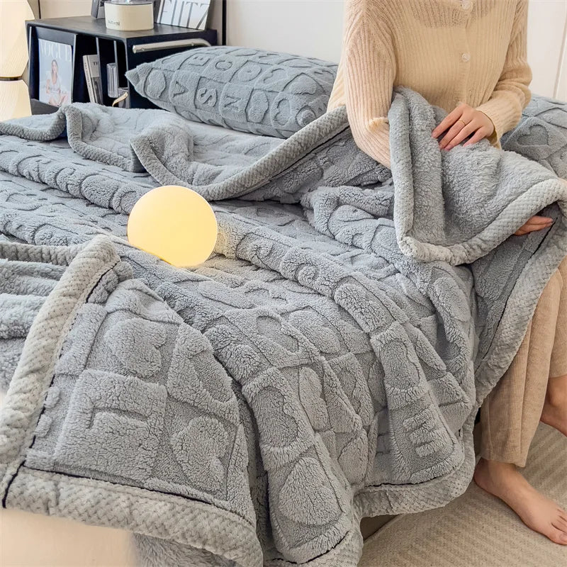 Manta de siesta DecorBites™ Cozy Jacquard Taffeta &amp; Flanel - Edredón cálido y grueso para dormitorio