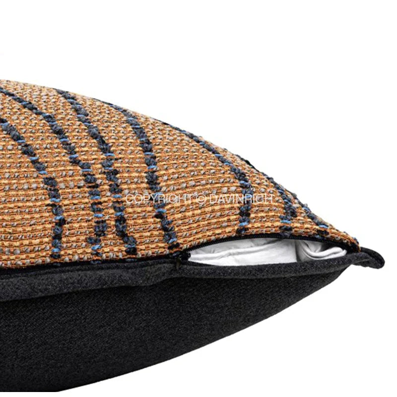 غطاء وسادة هندسي من القطن والقنب من DecorBites™ مقاس 45×45 سم، غطاء مزخرف على طراز Wabi Sabi