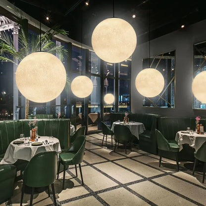 Nordic Moon White FRP Round Pendant Light