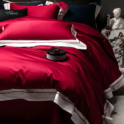 Decobites Luxury Embroidered Solid Cotton Comforter Cover Set with Sheets & Pillowcases