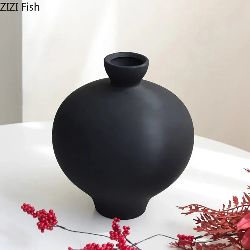 DecorBites™ Big Belly Ceramic Vase for Minimalist Floral Arrangements