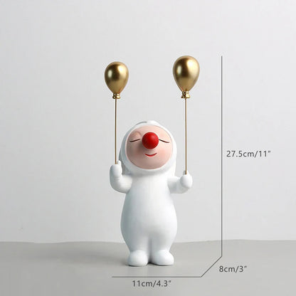 DecorBites™ Clown Bust Sculpture: Golden Candy/Key Tray Kids Balloons Figurine Decor