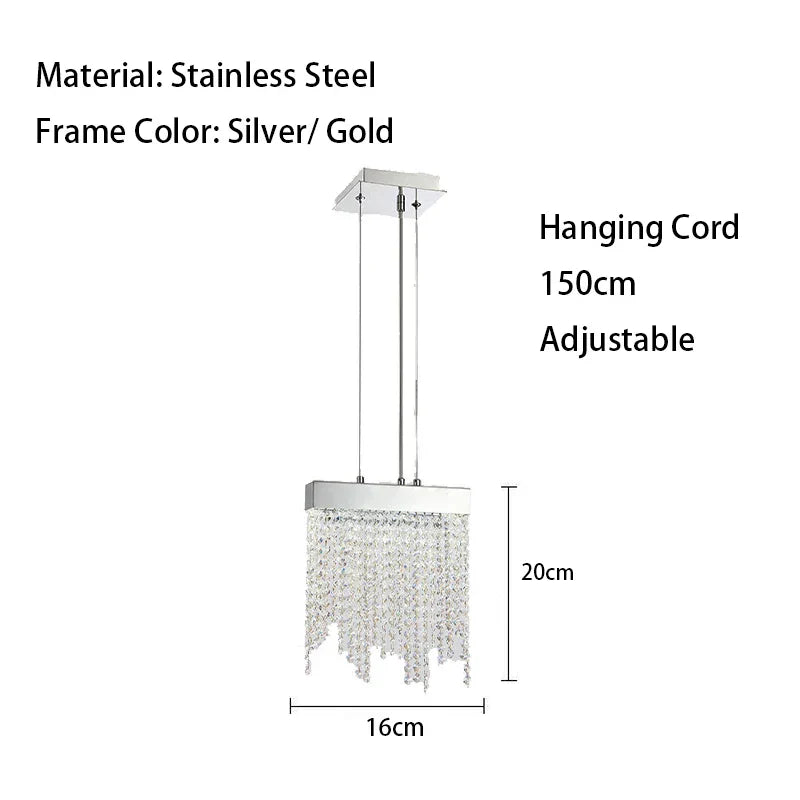 DecorBites™ Crystal Tassel Chandelier: Modern Luxury Silver Hanging Lamp for Dining Room