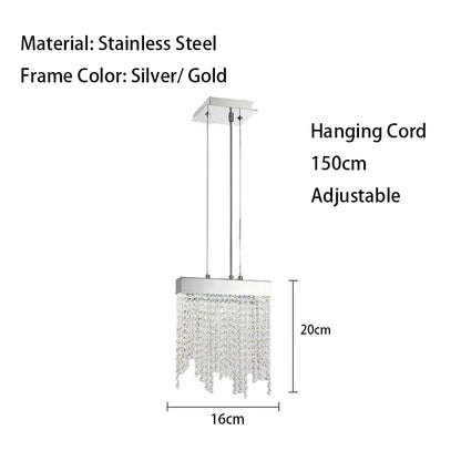 DecorBites™ Crystal Tassel Chandelier: Modern Luxury Silver Hanging Lamp for Dining Room